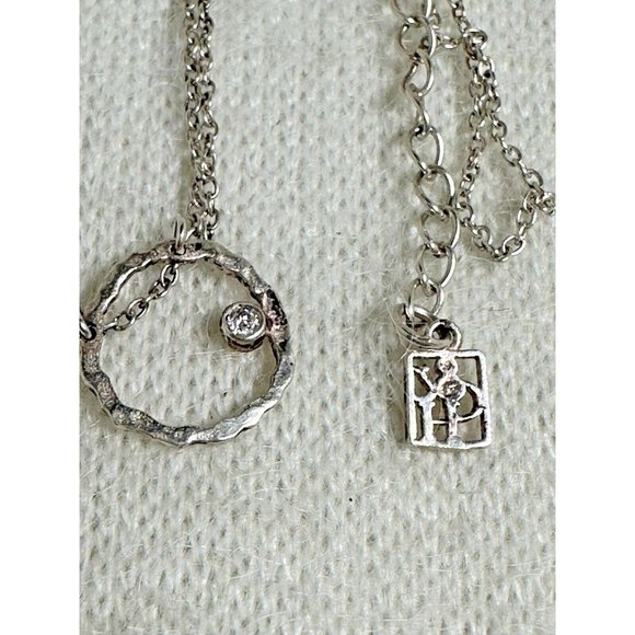 Sterling Silver CZ Orbiting Moon Necklace - 15" - Picture 5 of 9